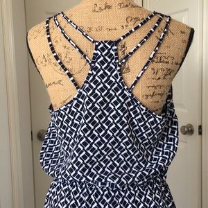 Banana Republic navy and white maxi dress